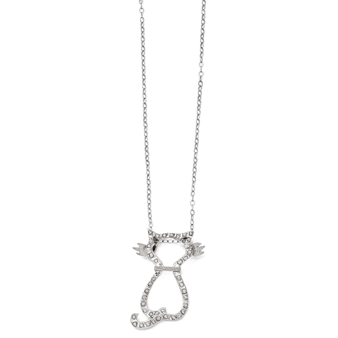 Mystique 18 Inch Cat Necklace Sterling Silver with Diamonds QDF100