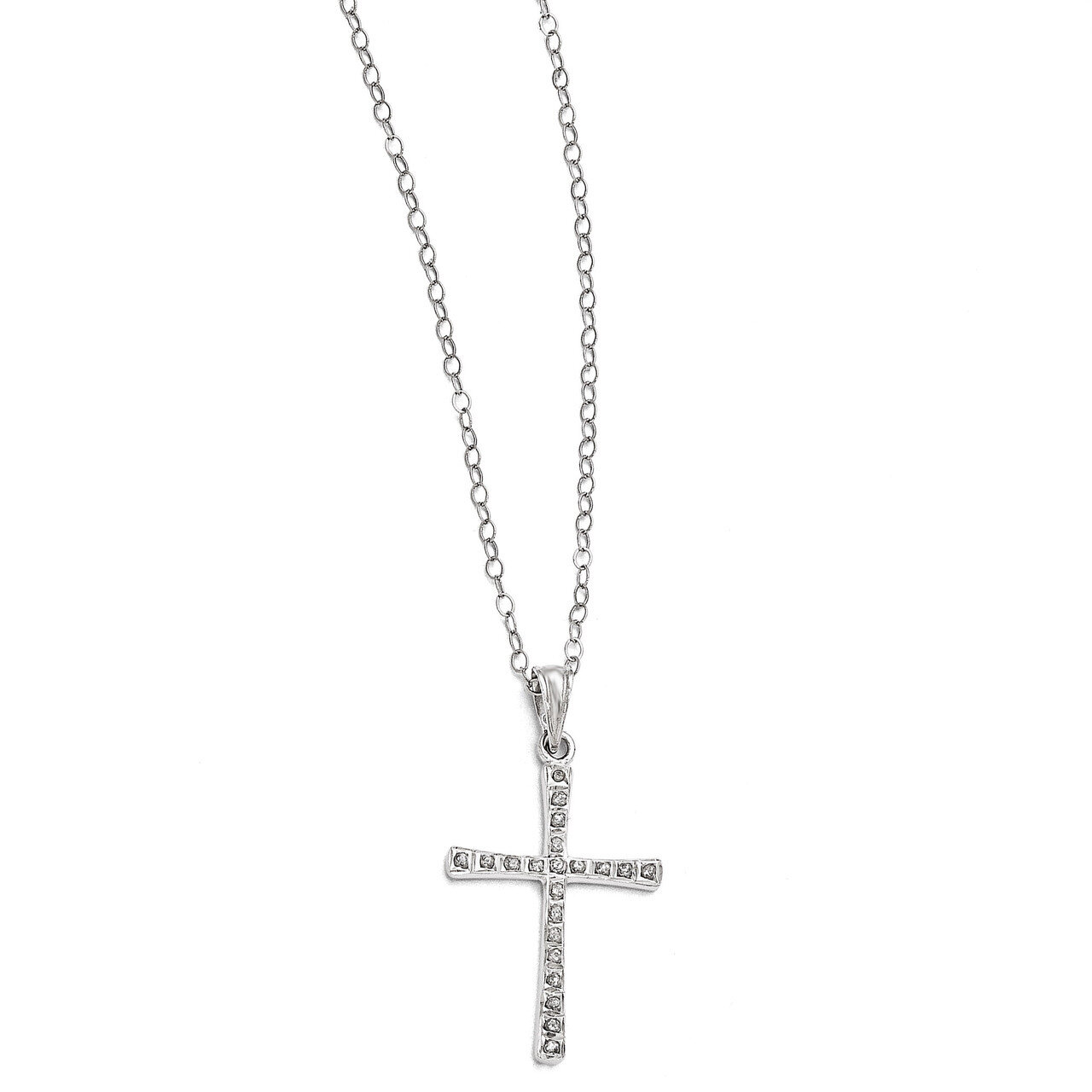 Mystique 18 Inch Cross Necklace Sterling Silver with Diamonds QDF112