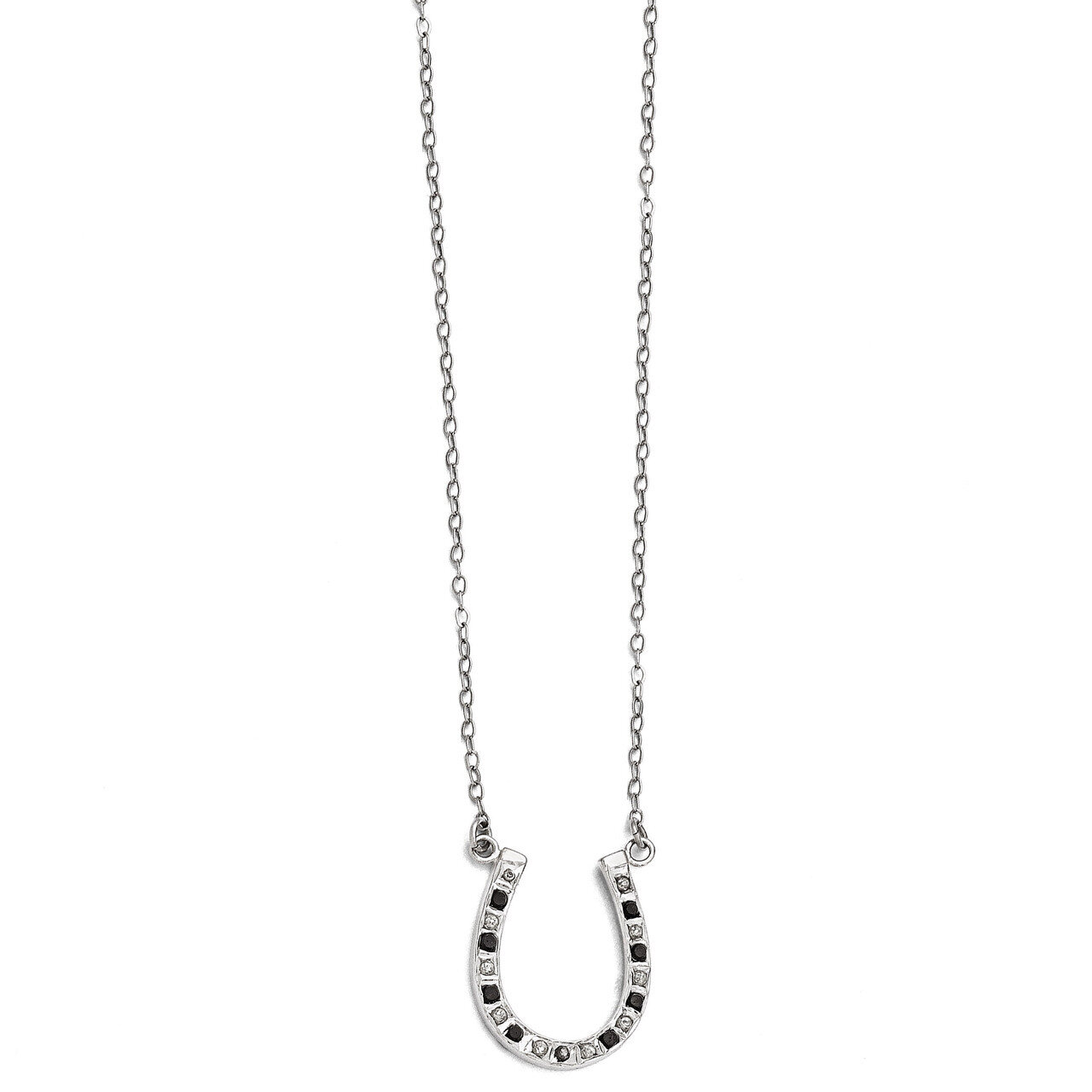Mystique Black &amp; White Diamond Necklace Sterling Silver with Diamonds QDF116