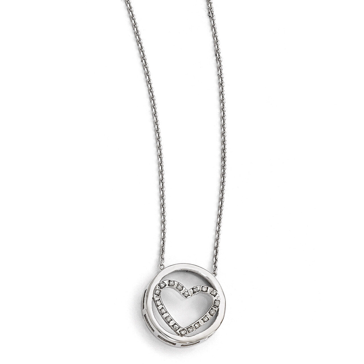 Mystique Circle withHeart 17 Inch Necklace Sterling Silver with Diamonds QDF147, MPN: QDF147, 88395…