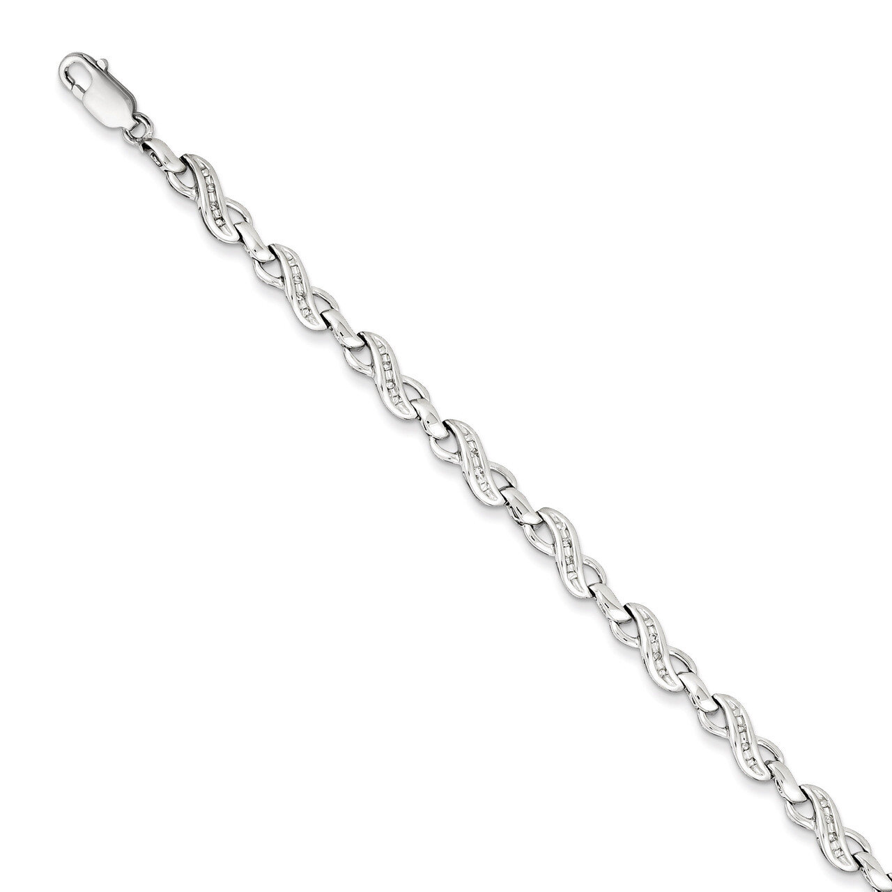 Infinity Symbol Bracelet Sterling Silver with Diamonds QDX1053