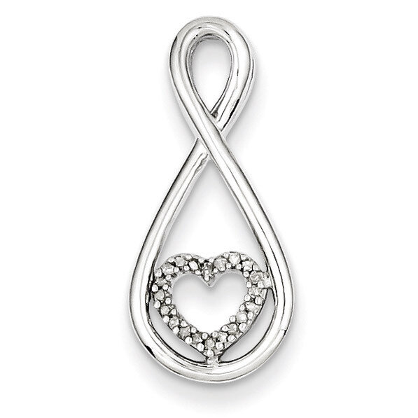 Heart in Teardrop Pendant Sterling Silver with Diamonds QDX220