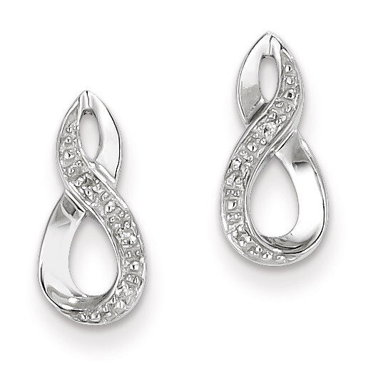 Post Earrings Sterling Silver Rhodium Diamond QDX338