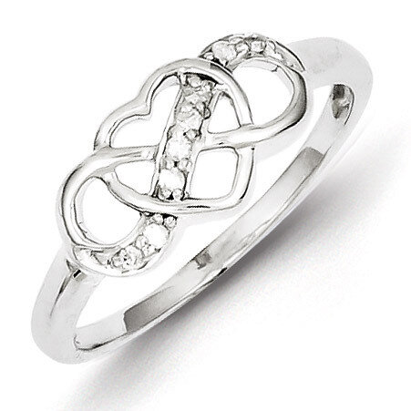 Heart Ring Sterling Silver with Diamonds QR5705-6