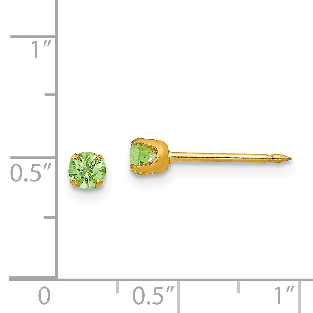 3mm August Crystal Birthstone Post Earrings 14k Gold 100E