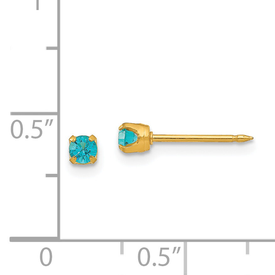 3mm December Crystal Birthstone Post Earrings 14k Gold 104E, MPN: 104E,