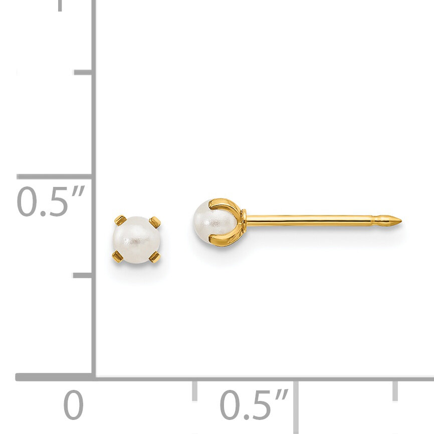 3mm Simulated Pearl Earrings 14k Gold 108E