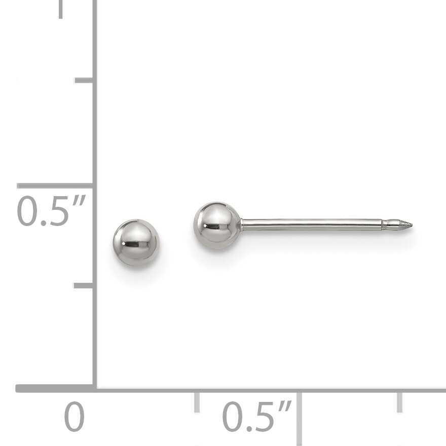 3mm Ball Post Earrings Stainless Steel Polished 14E