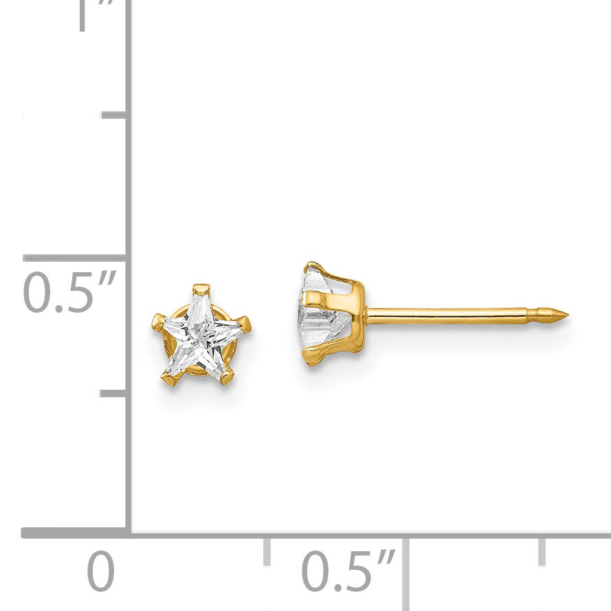 4mm Star Cubic Zirconia Earrings 14k Gold 151E