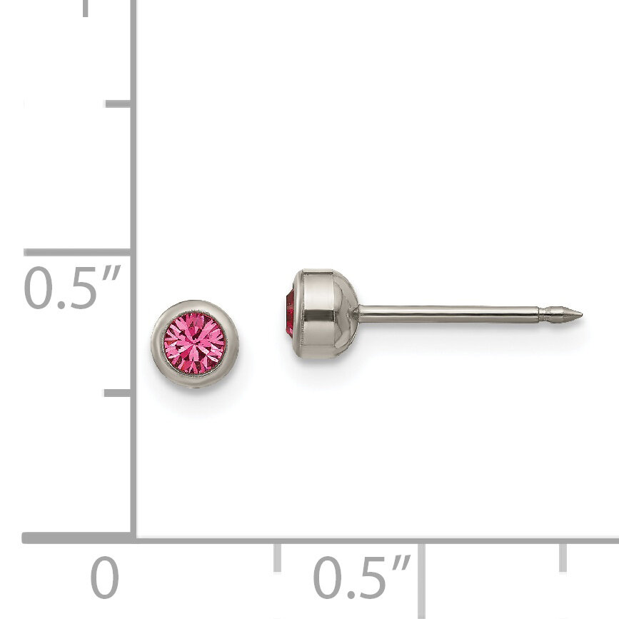 4mm Rose Crystal Bezel Earrings Titanium 19E