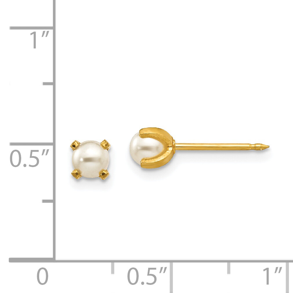 4mm Prong Simulated Pearl Earrings 18k Gold 252E