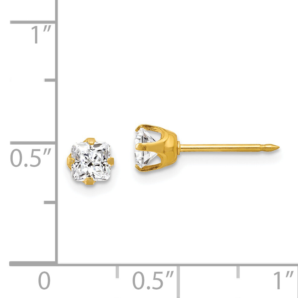 5mm Sq. Princess Cubic Zirconia Earrings 14k Gold 264E