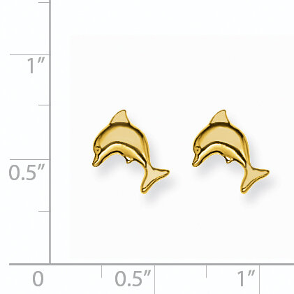 7mm Dolphin Earrings 14k Gold 290E
