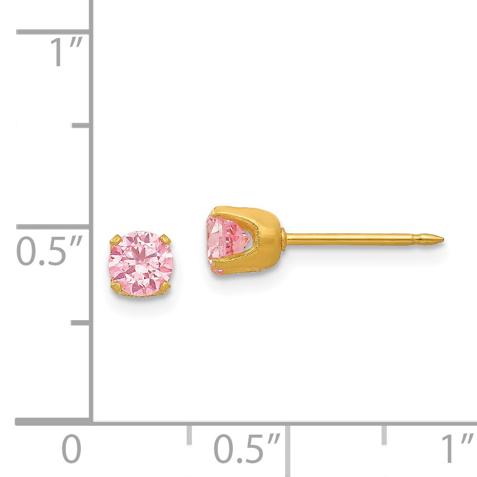 24k Gold Plated 5mm Pink Ice Cubic Zirconia Earrings 24k Gold-plated 30E
