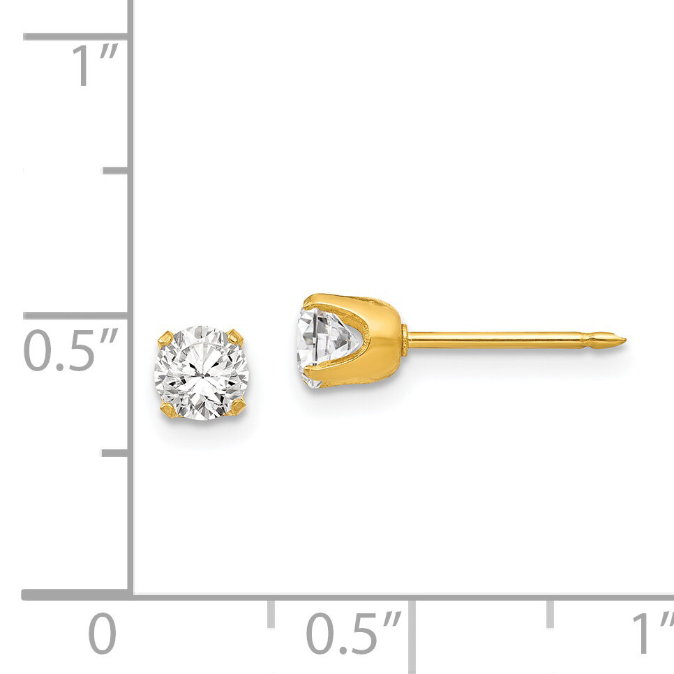 5mm Cubic Zirconia Post Earrings 24k Gold-plated 33E