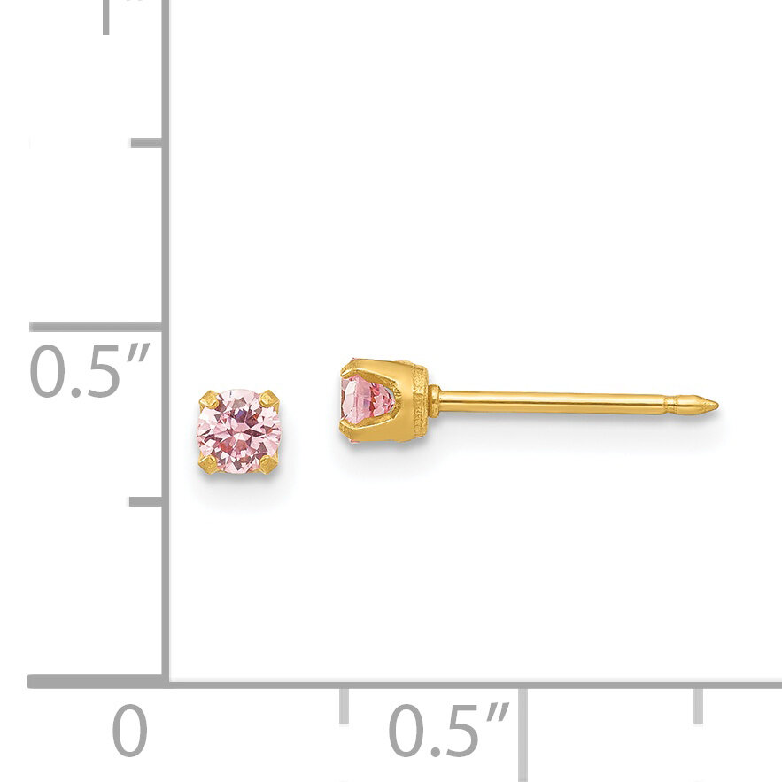 3mm Pink Ice Cubic Zirconia Post Earrings 24k Gold-plated 39E
