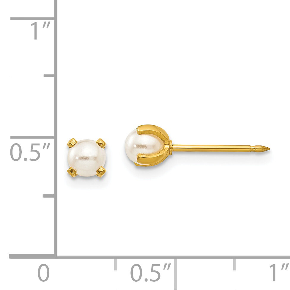 4mm Cultured Pearl Earrings 24k Gold-plated 40E