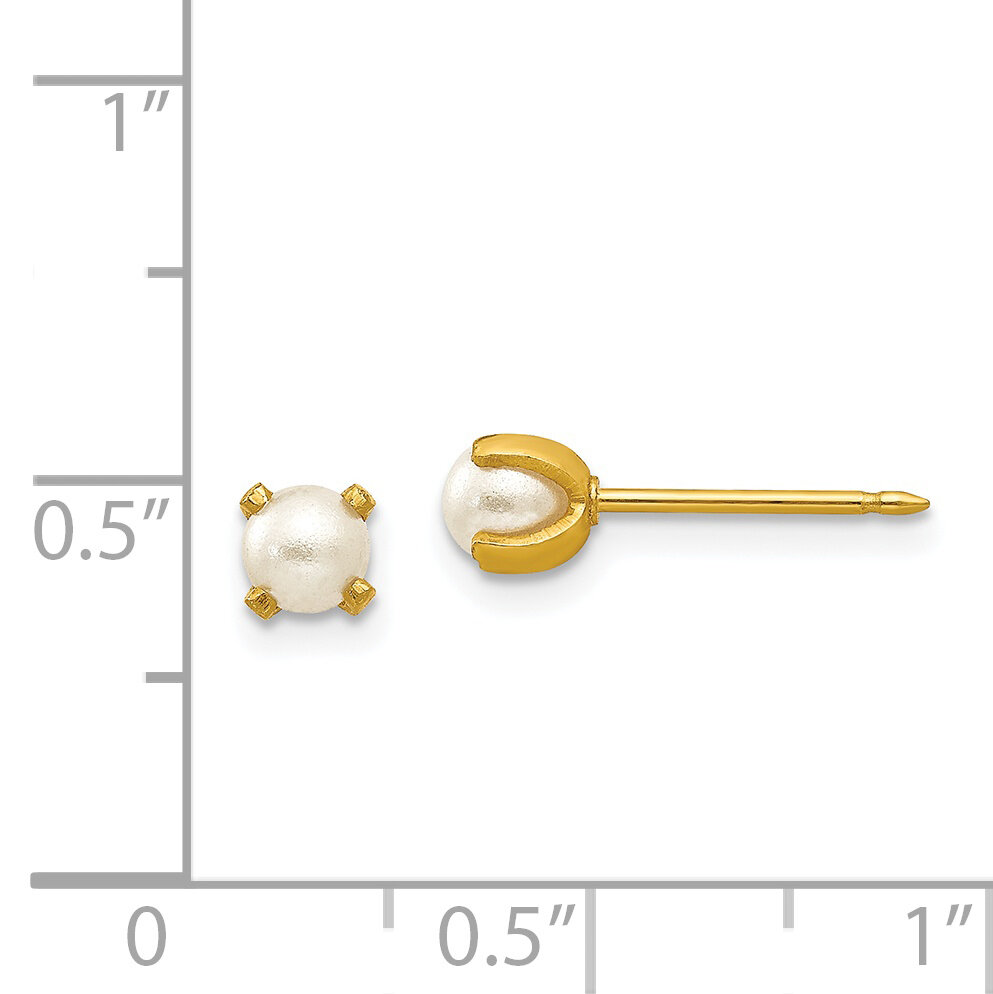 4mm Simulated Pearl Earrings 14k Gold 71E