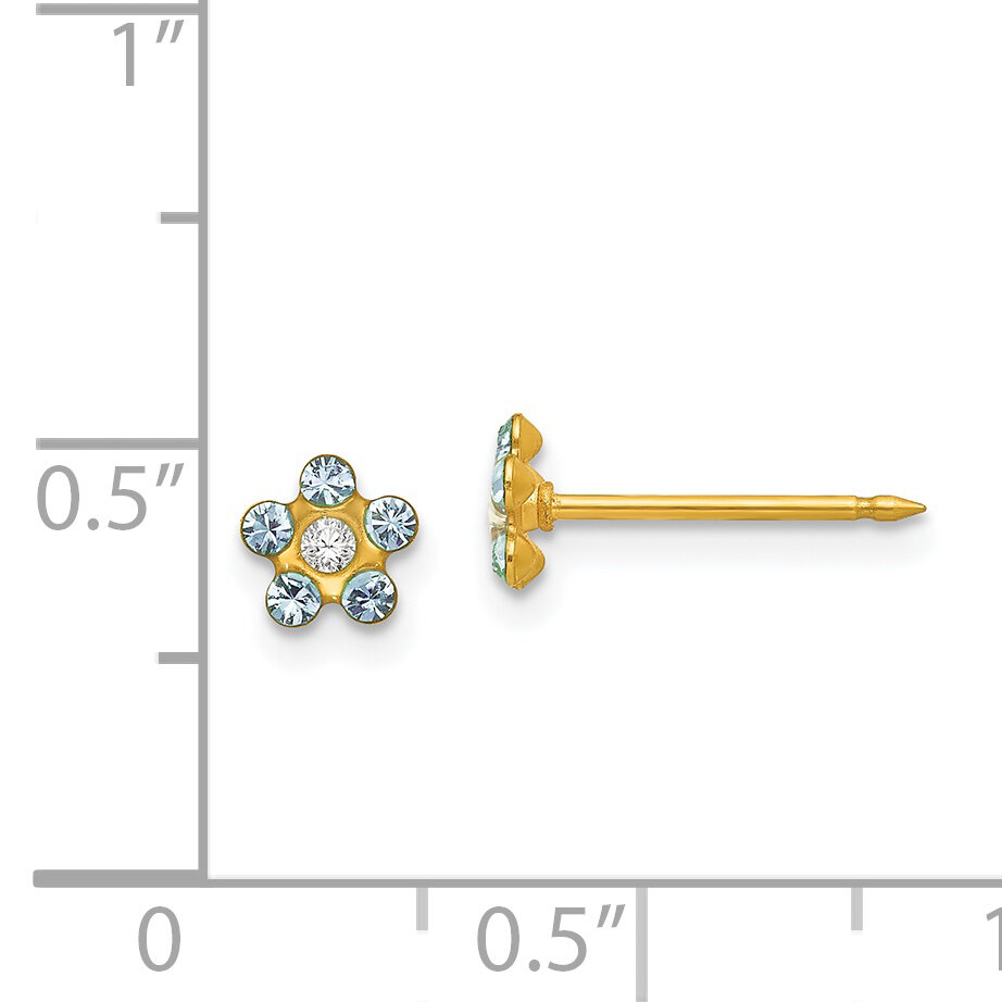 March Crystal Birthstone Earrings 14k Gold 783E