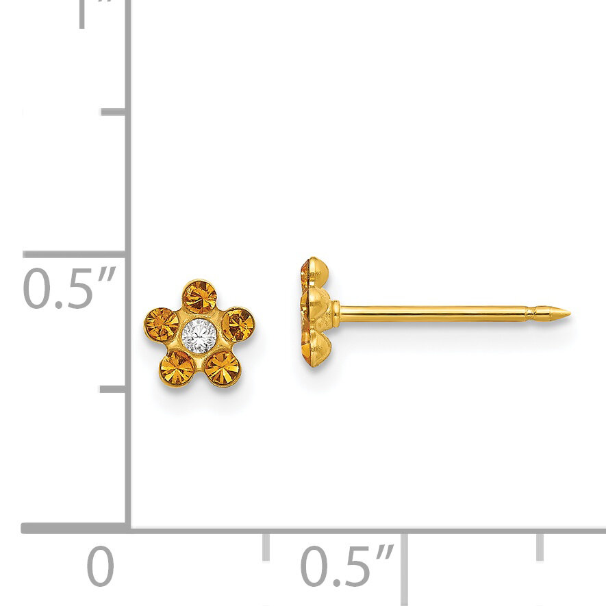 November Crystal Birthstone Earrings 14k Gold 791E
