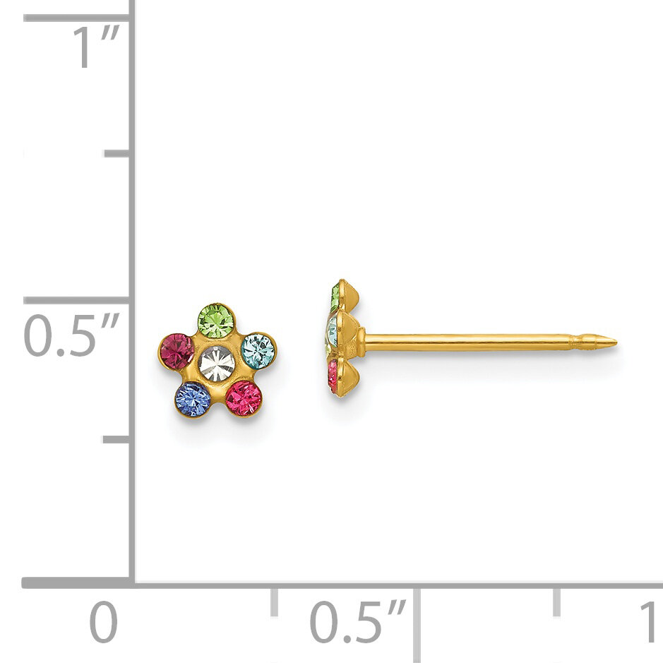 Rainbow Flower withMulti-Crystal Stones Earrings 14k Gold 809E/1