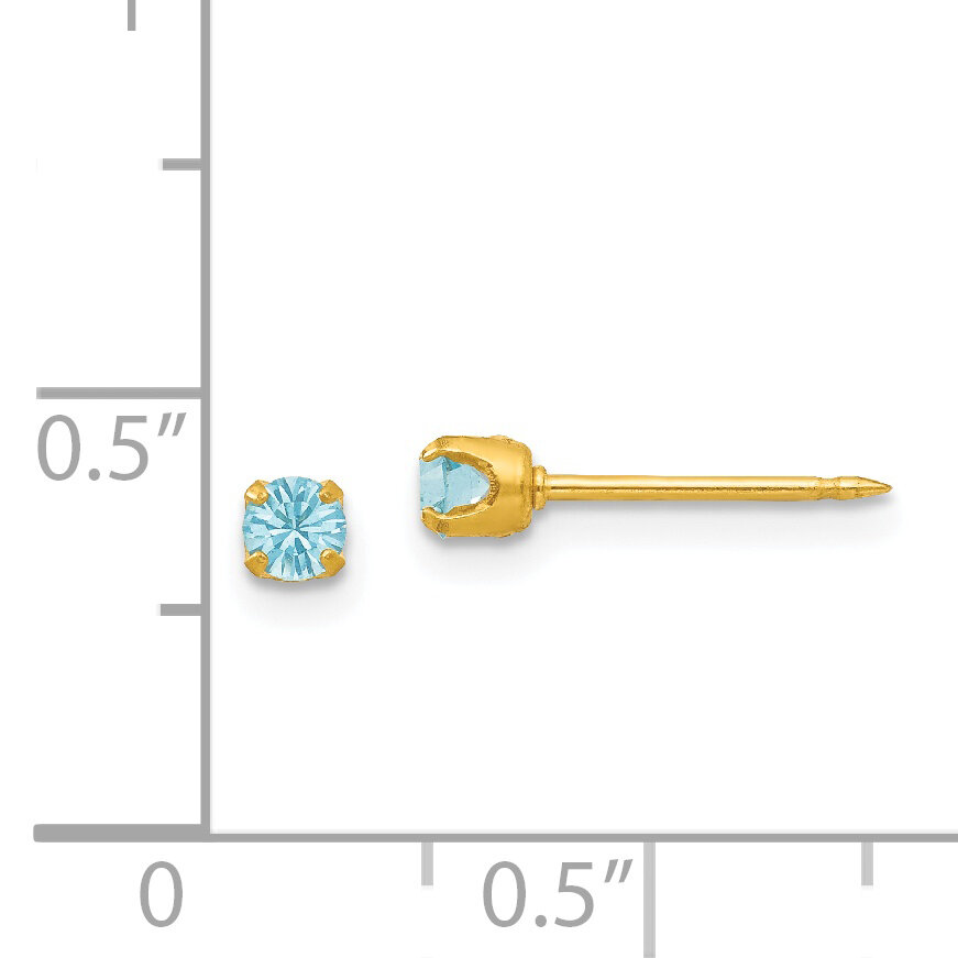 March Crystal Birthstone Earrings 24k Gold-plated 83E