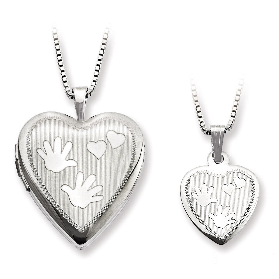 Polished Satin Hand and Hearts Locket &amp; Pendant Set Sterling Silver QLS446SET, MPN: QLS446SET, 1911…