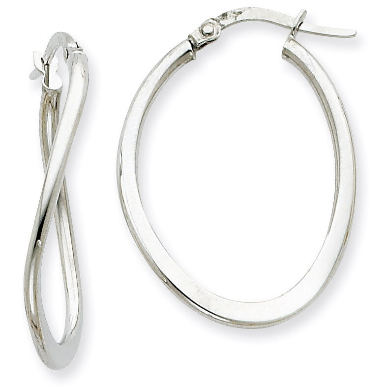 2mm Tapered Twist Hoop Earrings 14k White Gold PRE217W