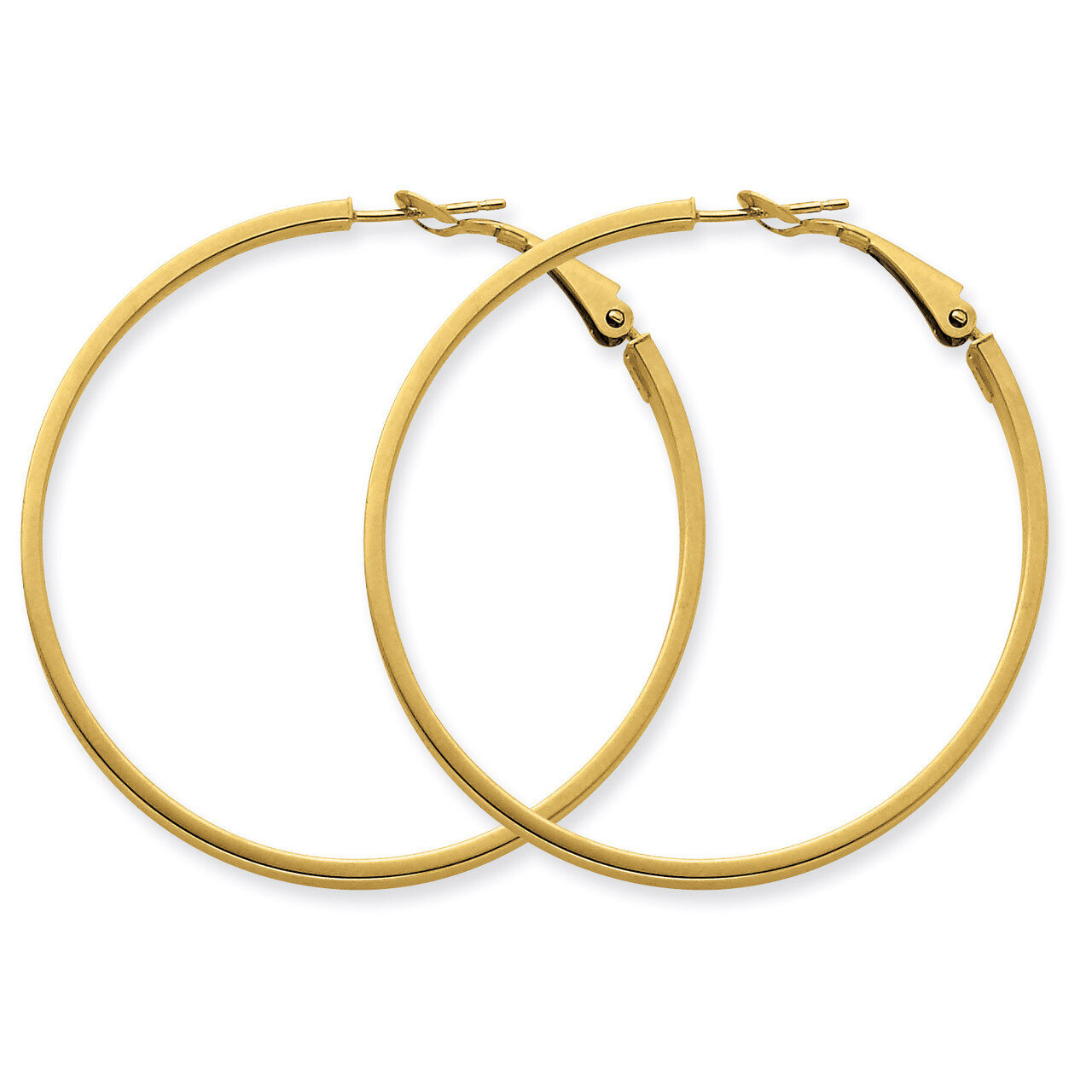 3x40mm Polished Round Hoop Earrings 14k Gold PRE232
