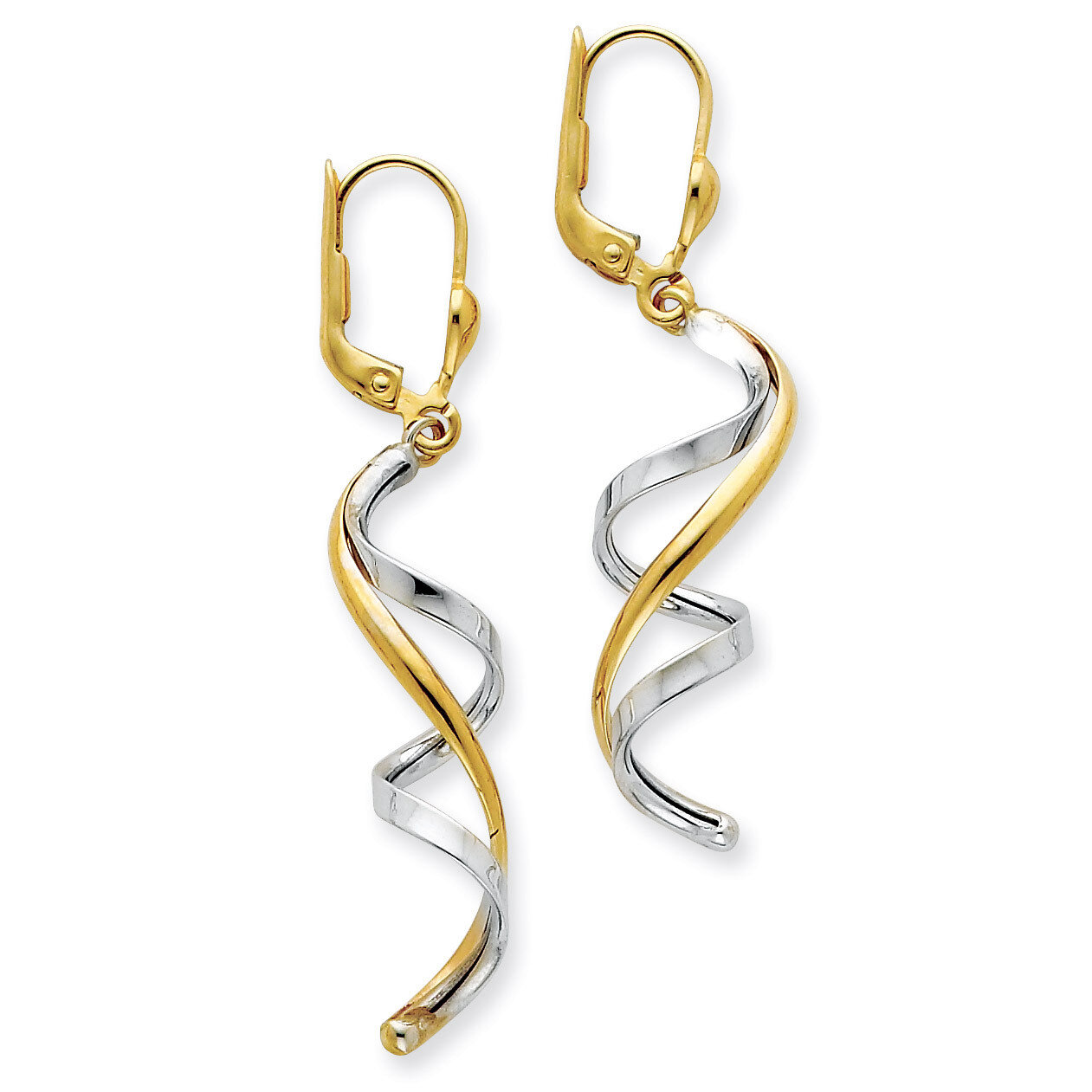 Spiral Leverback Earrings 14k Two-tone Gold PRE305