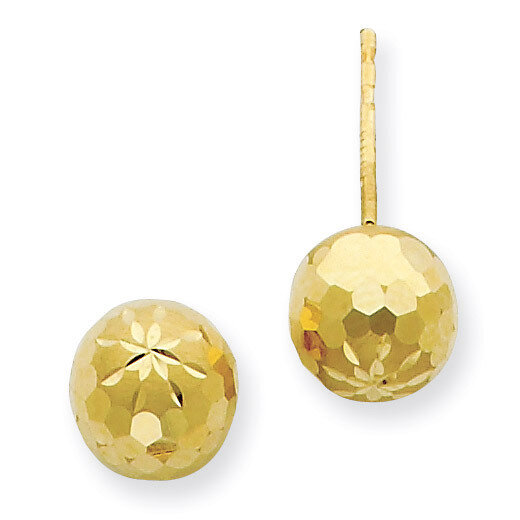 7mm Diamond-cut Mirror Ball Post Earrings 14k Gold PRE317