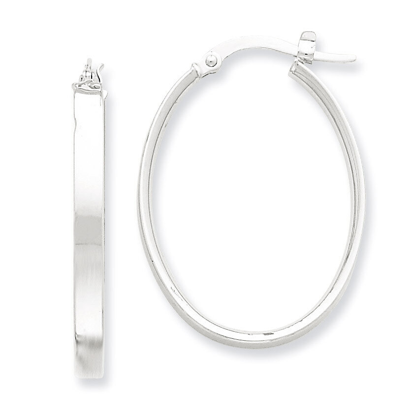 Oval Hoop Earrings 14k Gold White Rhodium PRE575
