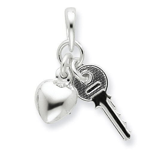 Heart with Key Charm Sterling Silver QC6204, MPN: QC6204, 883957145532