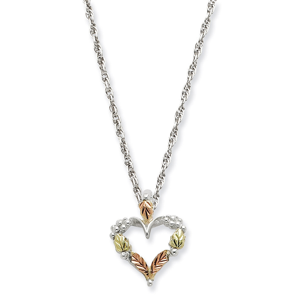 Heart Necklace Sterling Silver & 12k Gold QBH104-18
