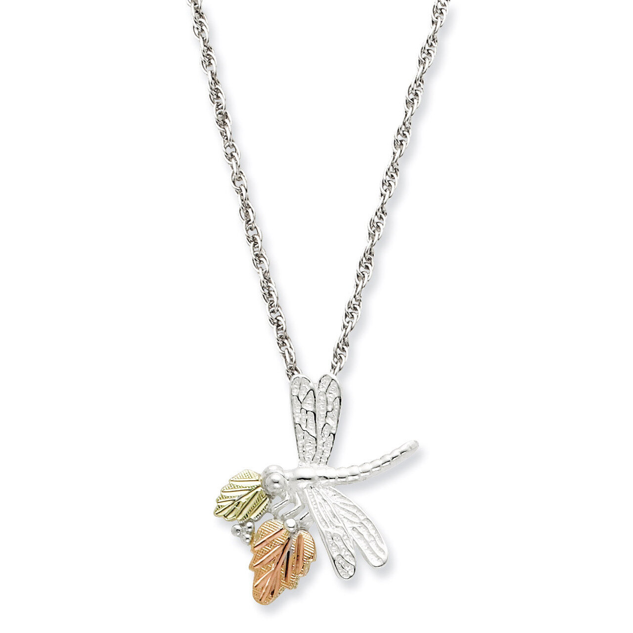Dragonfly Necklace Sterling Silver & 12k Gold QBH126-18