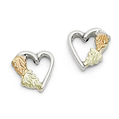 Small Heart Post Earrings Sterling Silver & 12k Gold QBH131
