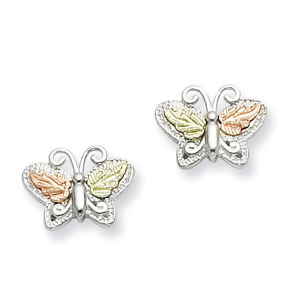 Butterfly Post Earrings Sterling Silver & 12k Gold QBH133