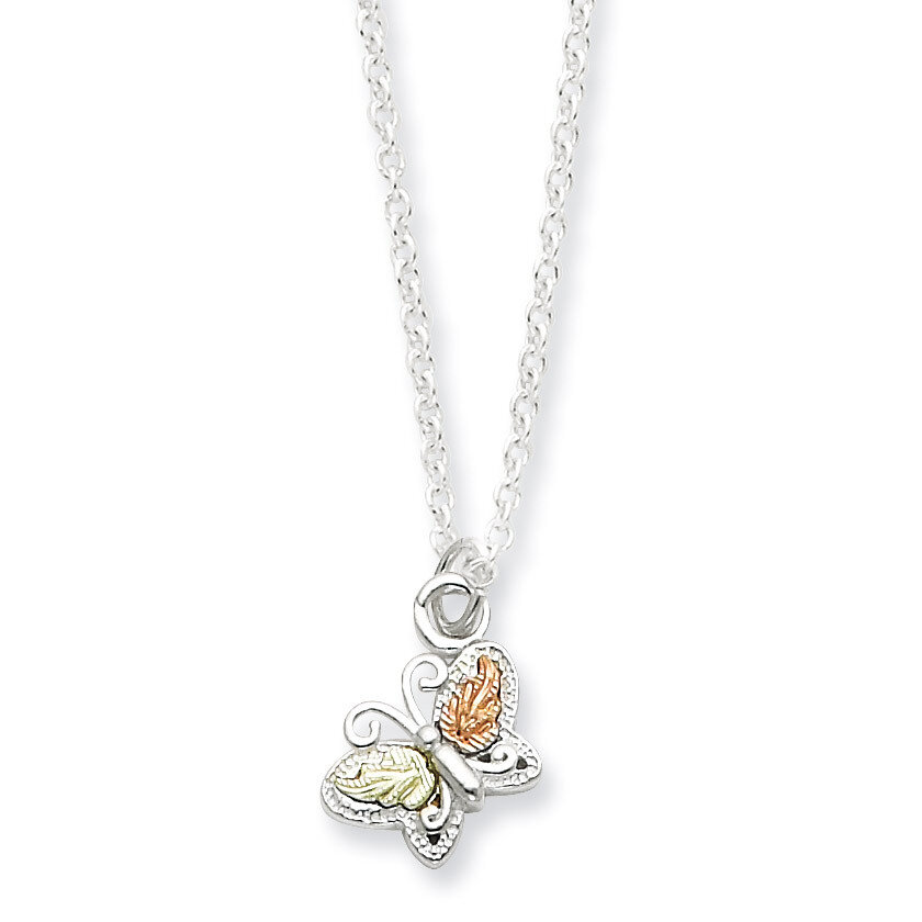 Butterfly Necklace Sterling Silver & 12k Gold QBH134-18