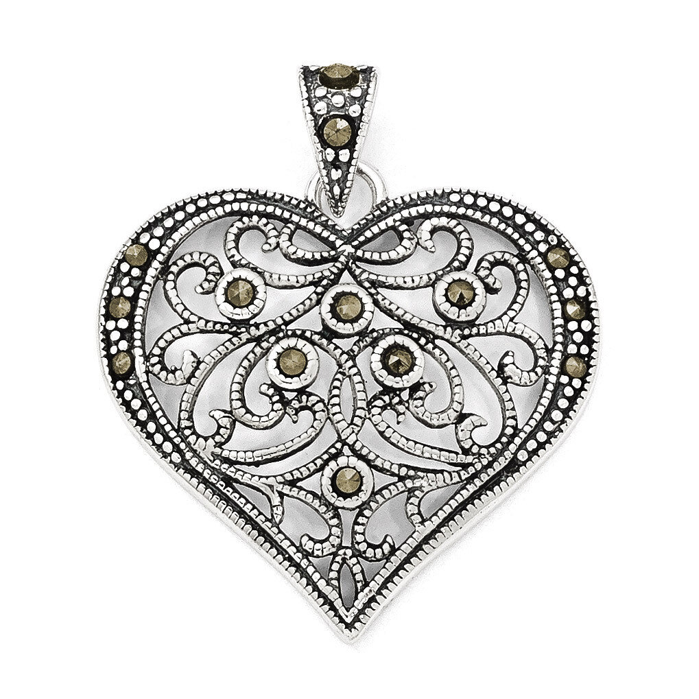Marcasite Heart Pendant Sterling Silver QP1273