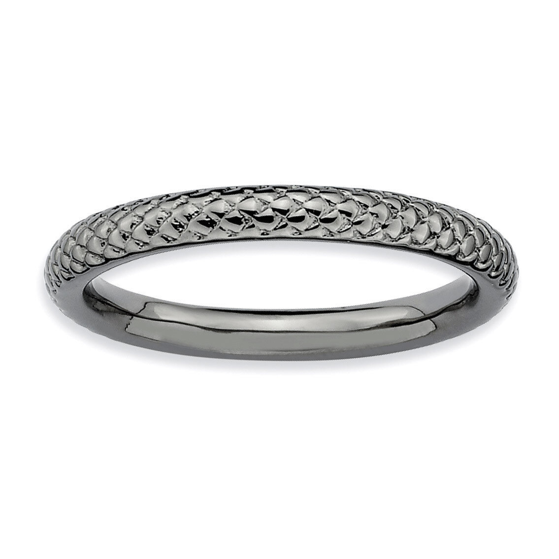Black-plated Cable Ring Sterling Silver QSK205-10