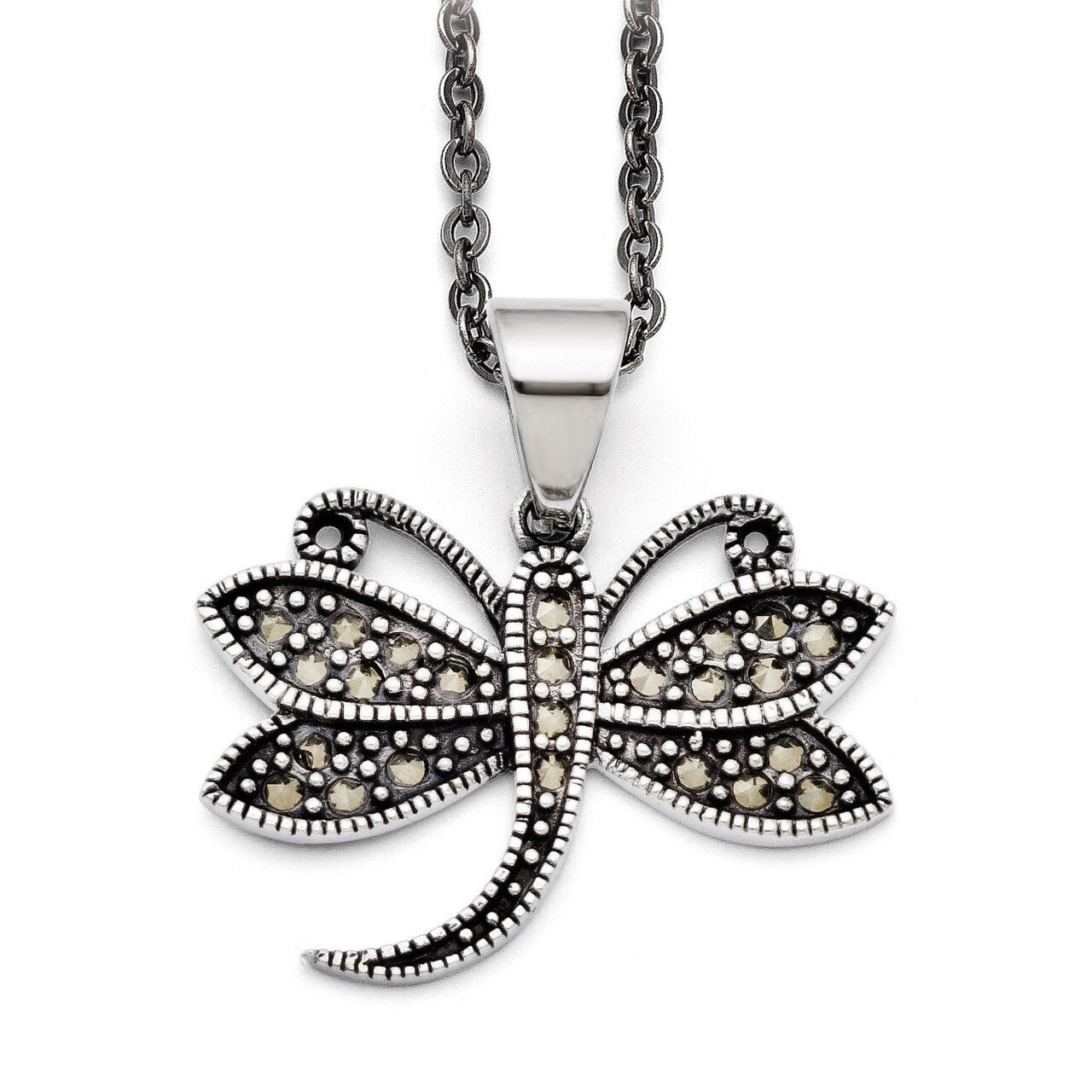 Butterfly Marcasite Necklace Stainless Steel SRN1430-18