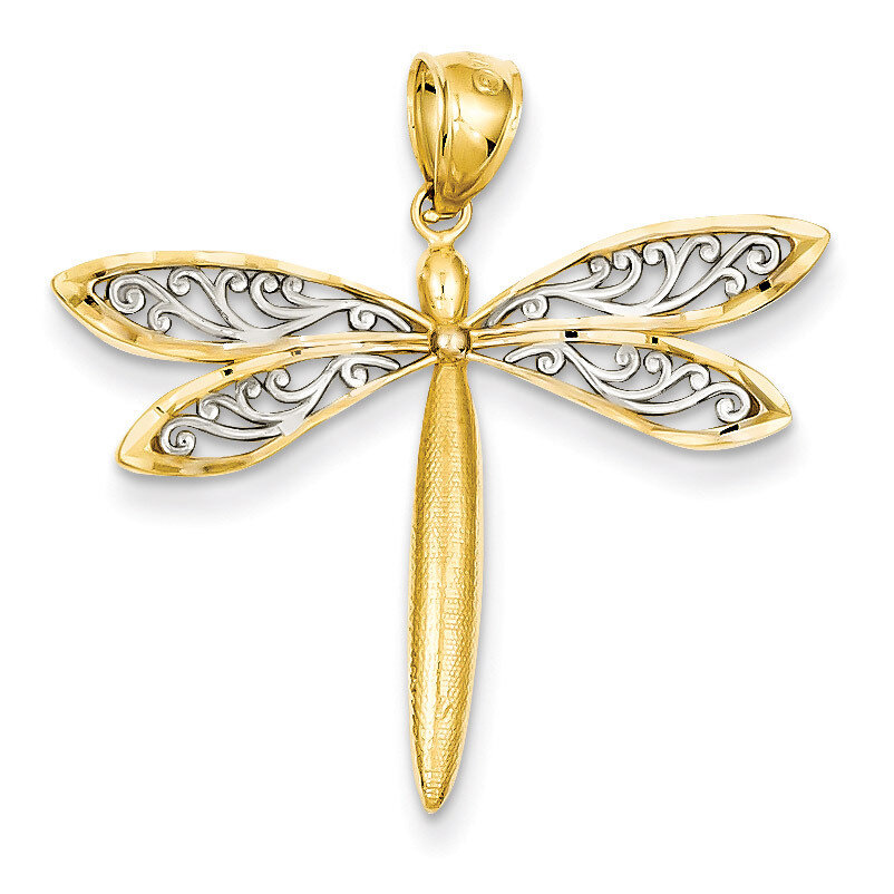 Dragonfly Pendant 14k Gold with Rhodium C3464, MPN: C3464, 191101095139