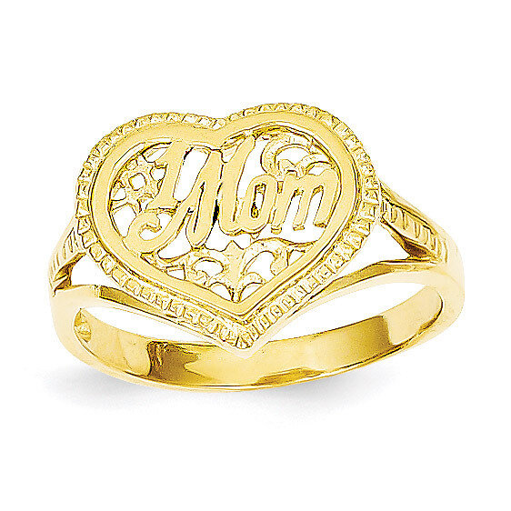 #1 Mom in Heart Ring 14k Gold D938