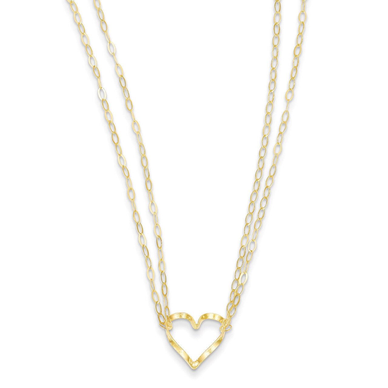 Adjustable Double Strand Heart Necklace 14k Gold FB1296-16