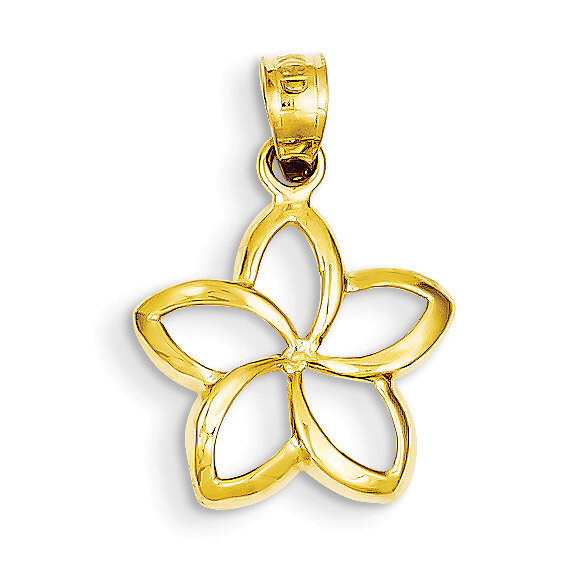 Polished Small Cut-out Plumeria Pendant 14k Gold K1809