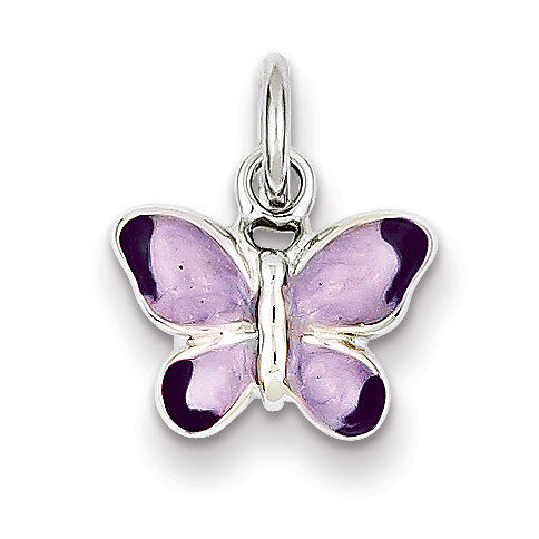 Rhod Enameled Purple Butterfly Sterling Silver QC4052, MPN: QC4052, 883957495798