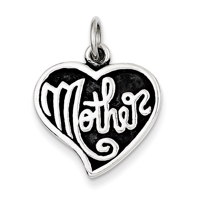 Antique Mother Heart Charm Sterling Silver QC4585