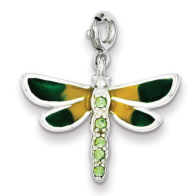 Diamond & Enameled Dragonfly Sterling Silver QC4984