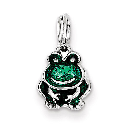 Green Enameled Frog Charm Sterling Silver QC6256