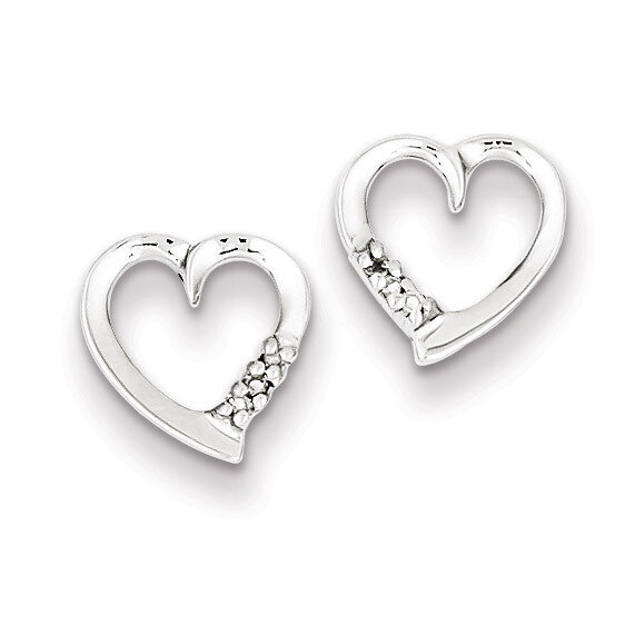 Diamond Heart Post Earrings Sterling Silver QDX290
